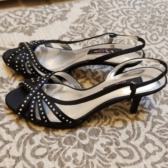 Nina black heels with embellishments rhinestones - Picture 2 of 4